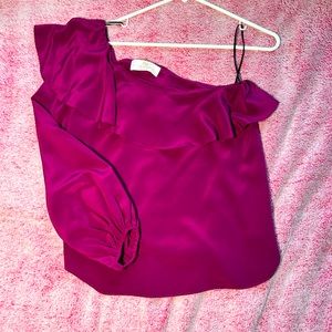 Amanda Uprichard Silk One Shoulder Blouse